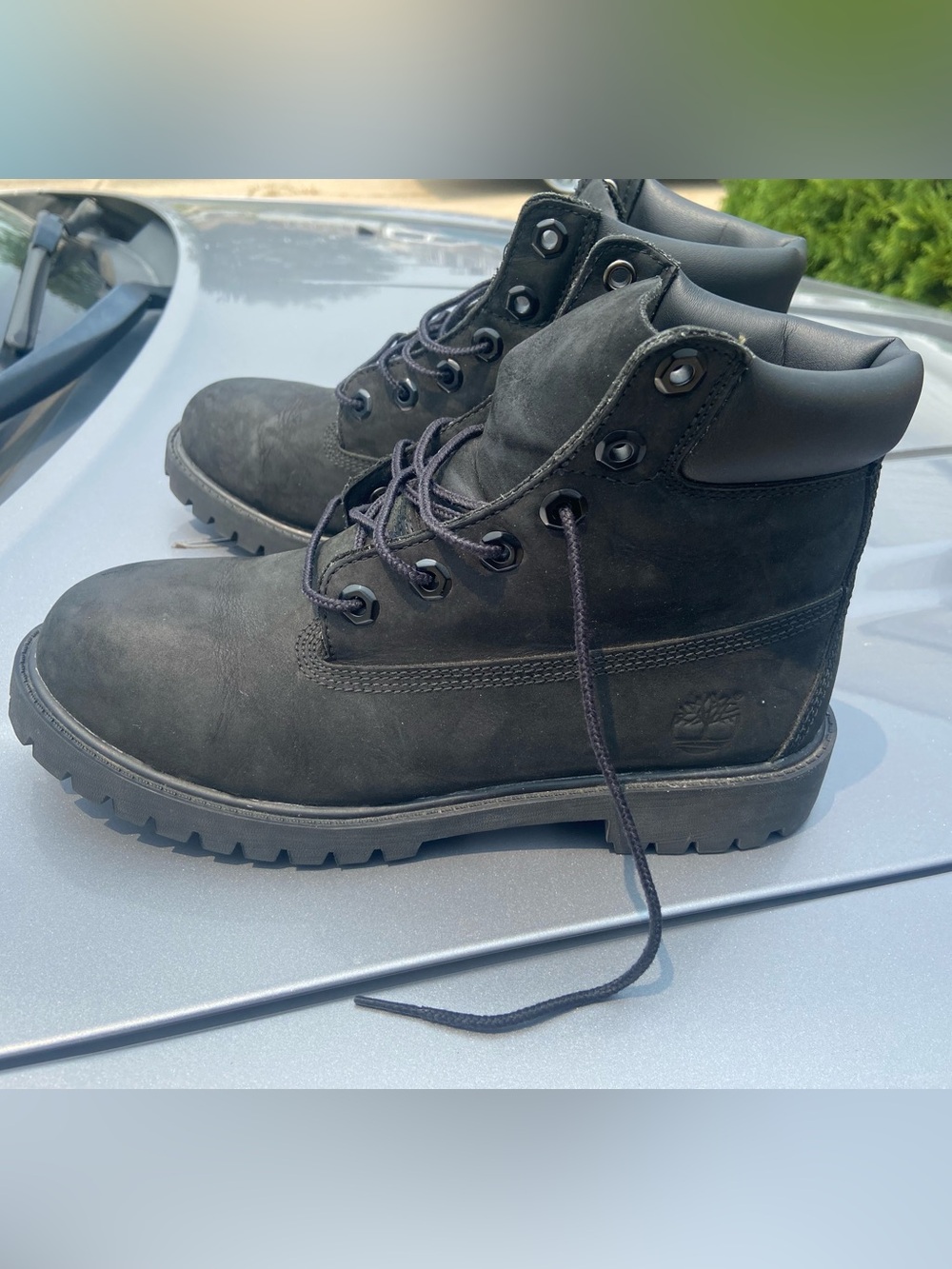 Timberland Kids Black Nubuck Lace-Up Ankle Boots size 6